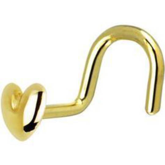 14Kt Gold Puff Heart Nose Screw image 0